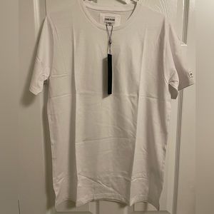 Zanerobe white long line tee shirt. New size M